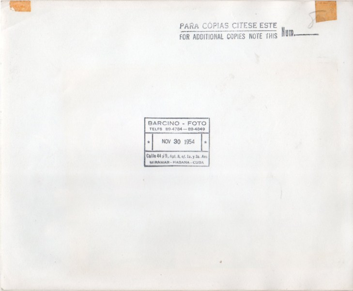Reverso de la fotografía original que Pepe Campúa trajo de La Habana