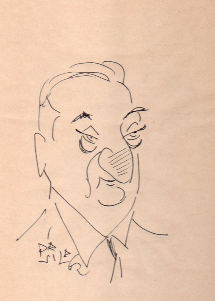 Dibujo original de Dávila en el que retrata al fotógrafo Pepe Campúa