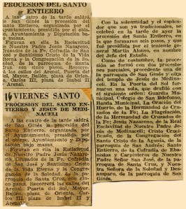 Artículo publicado el 16 de abril en el diario Informaciones que Pepe Campúa guardaba junto con uno de sus reportajes de Semana Santa